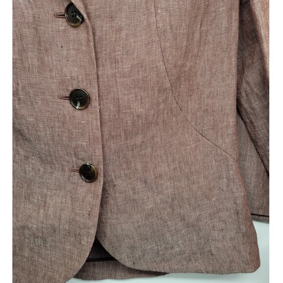 LaFayette 148 Long Sleeve Linen Single Breasted Jacket Midi Skirt‎ Set Lady Suit - Picture 10 of 16